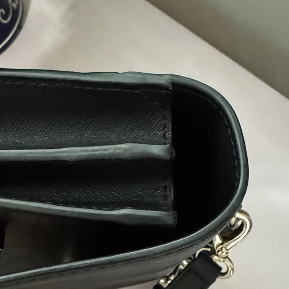 Henri Bendel Black Leather Shoulder Bag with Gold Accents - Picture 13 of 15